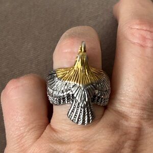Elegant Gold and Silver Bird Ring
